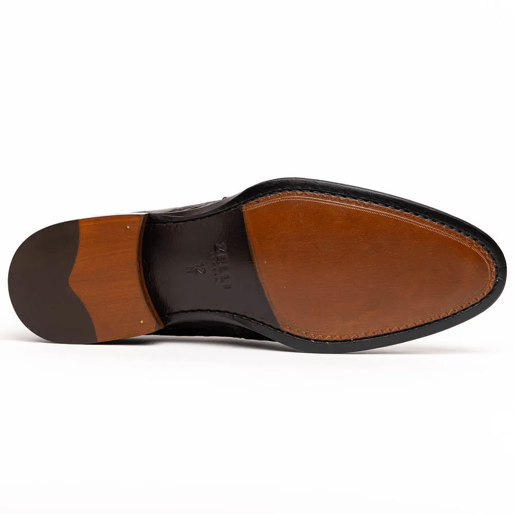 11-201-NIC ROMA Crocodile Penny Loafer, Nicotine