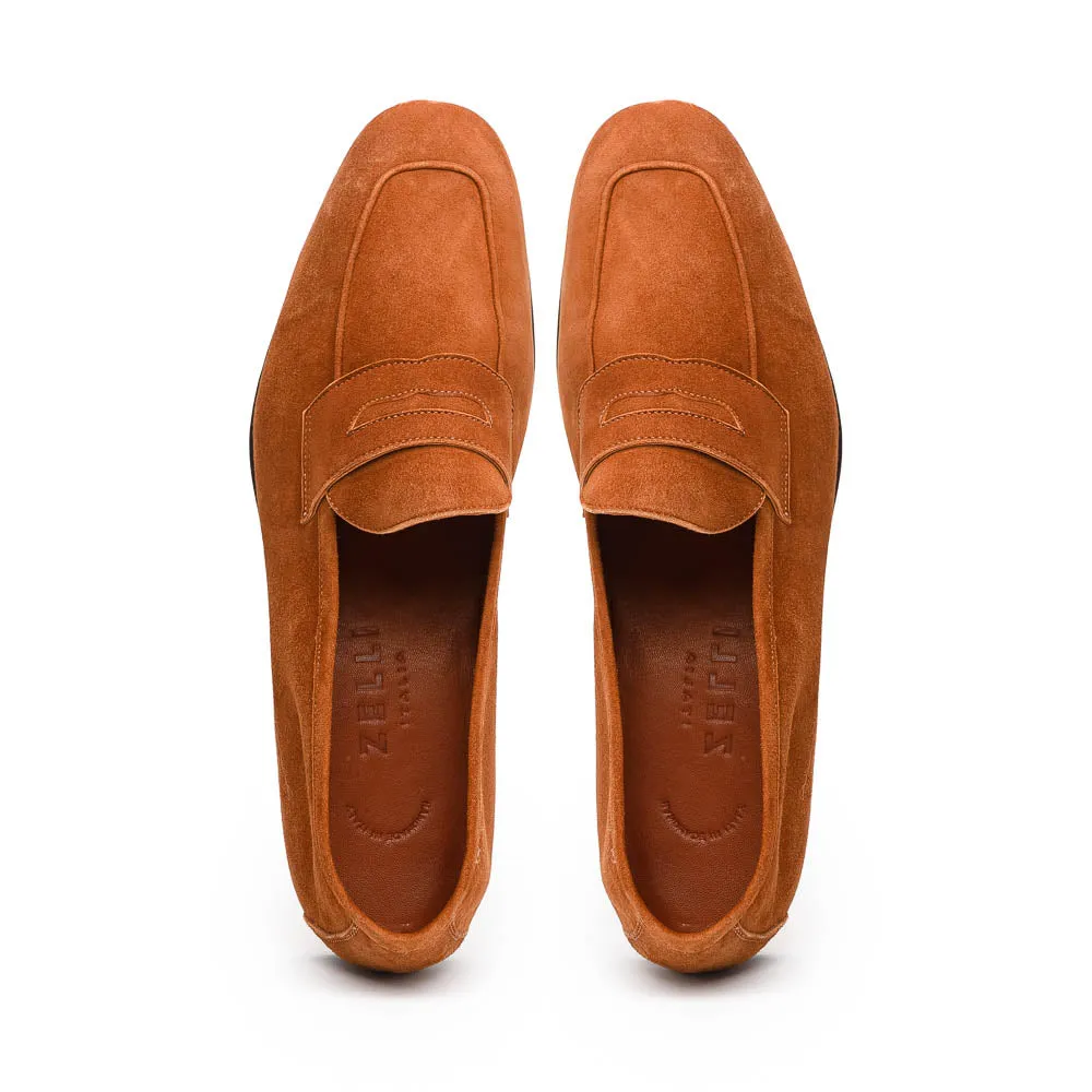 16-100-CGN TASCA Italian Sueded Kid Loafer Cognac