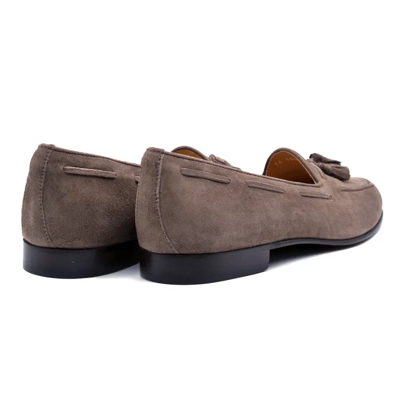 16-580-MOC NAPLES Italian Kid Suede Tassel Loafer, Mocha