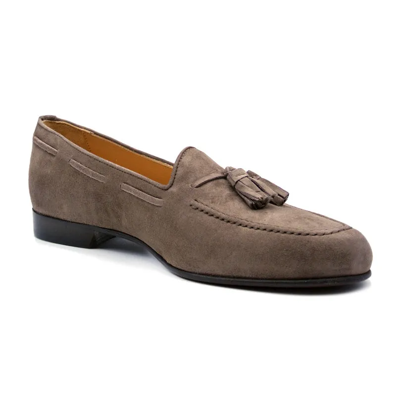 16-580-MOC NAPLES Italian Kid Suede Tassel Loafer, Mocha