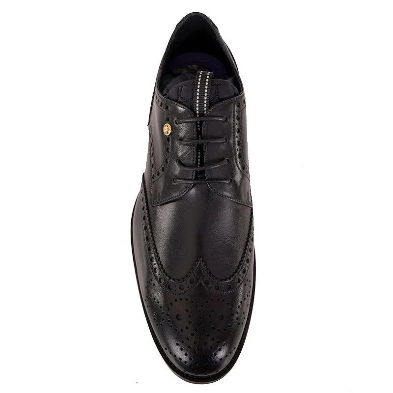 46.5 13.5 NEW $1250 VERSACE Men's Black Leather MEDUSA LOGO WINGTIP OXFORD Dress