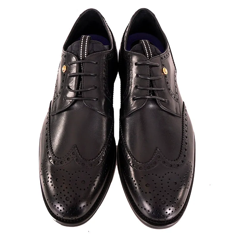 46.5 13.5 NEW $1250 VERSACE Men's Black Leather MEDUSA LOGO WINGTIP OXFORD Dress