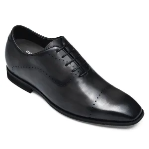 7CM/2.76 Inches CMR CHAMARIPA Dress Elevator Shoes For Men Extra Heightening Shoes Men Black Leather Oxfords