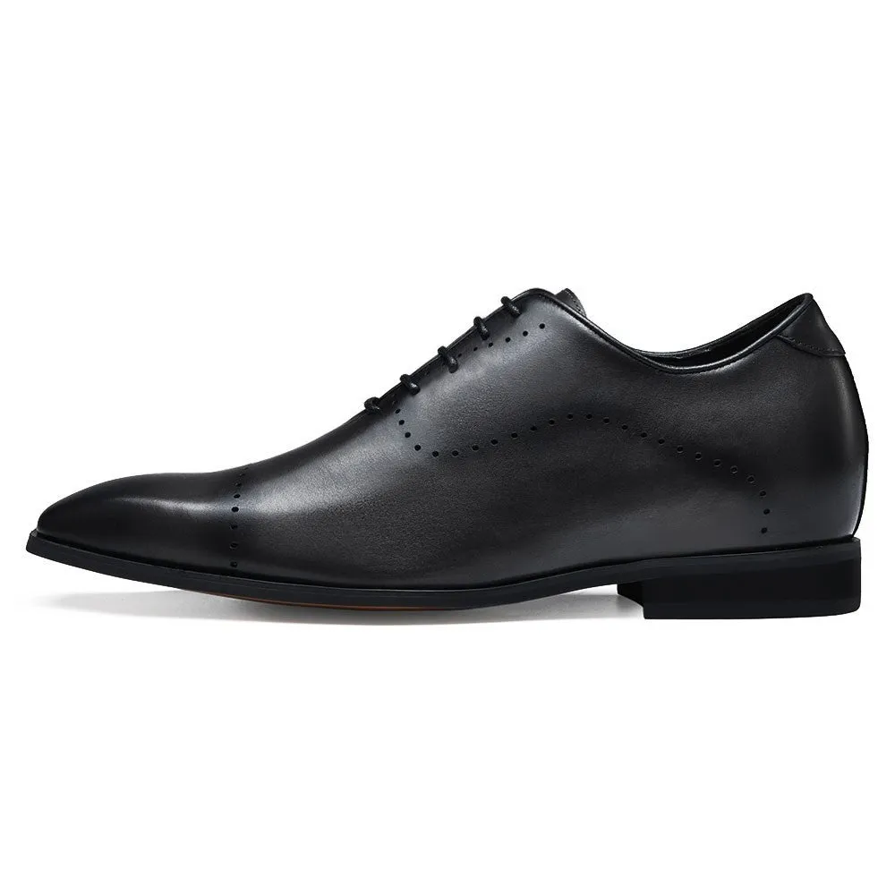 7CM/2.76 Inches CMR CHAMARIPA Dress Elevator Shoes For Men Extra Heightening Shoes Men Black Leather Oxfords