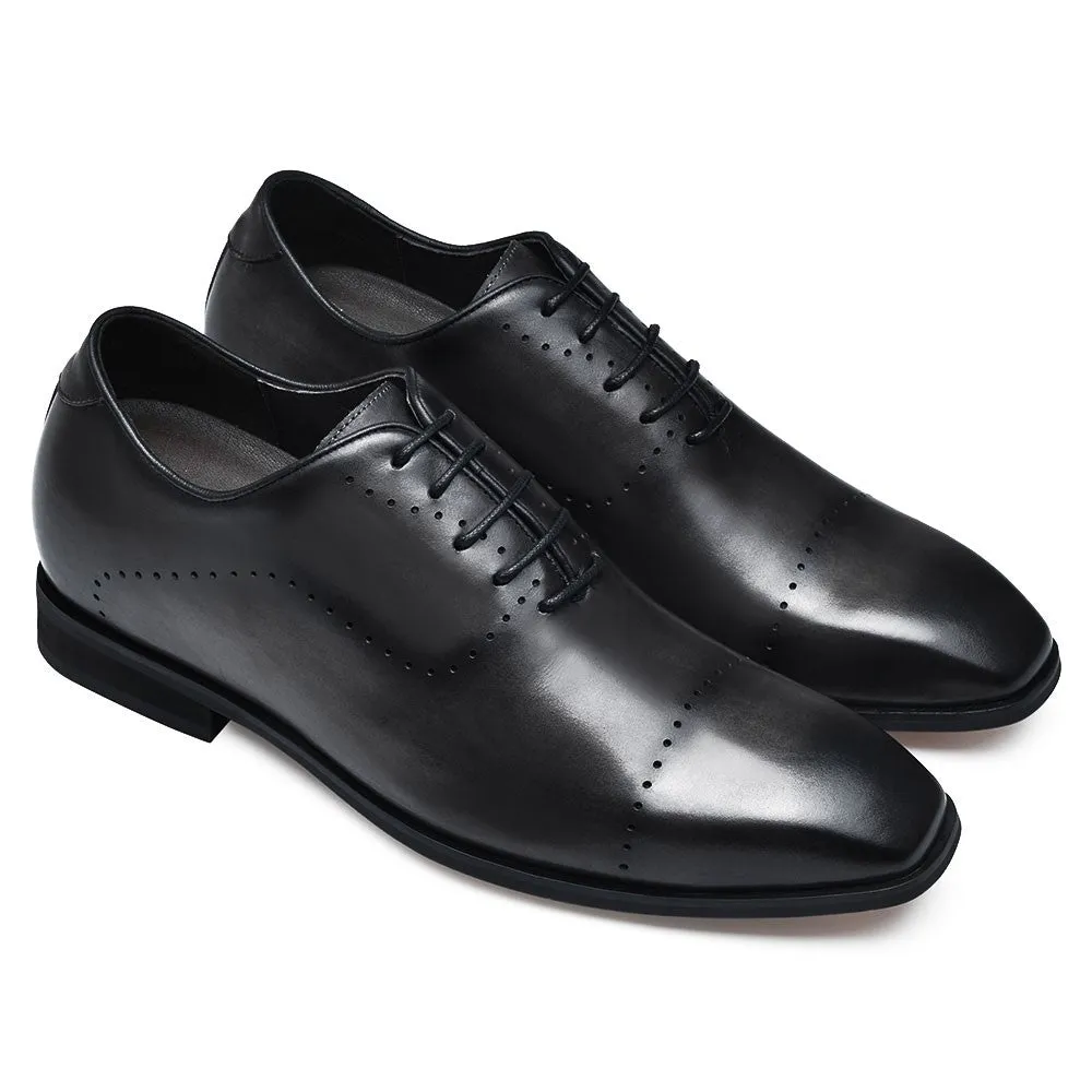 7CM/2.76 Inches CMR CHAMARIPA Dress Elevator Shoes For Men Extra Heightening Shoes Men Black Leather Oxfords