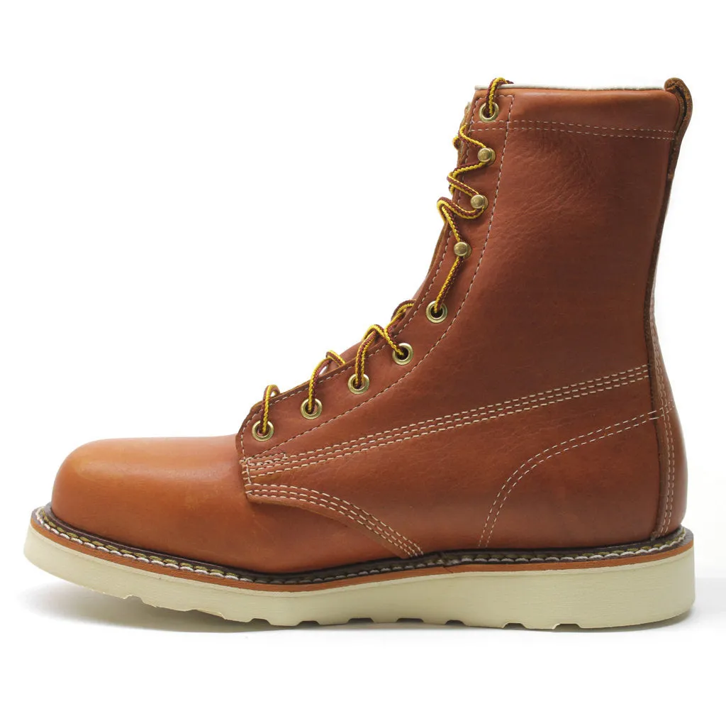 8 Inch Plain Toe Safety Toe Leather Men's Work Boots