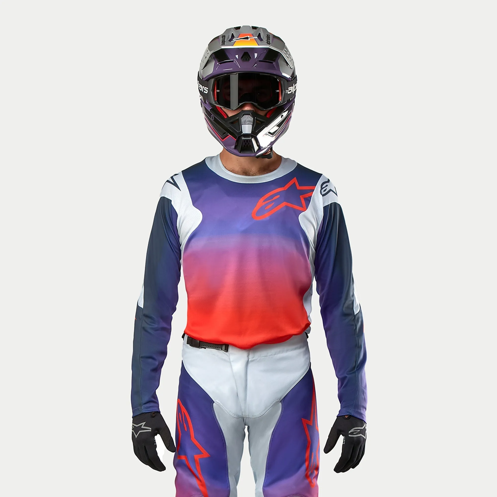 ALPINESTARS 2024 RACER HOEN JERSEY - LIGHT GRAY HOT ORANGE BLACK