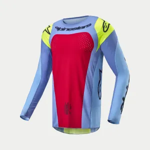 ALPINESTARS 2024 TECHSTAR OCURI JERSEY - LIGHT BLUE FLURO YELLOW RED BERRY