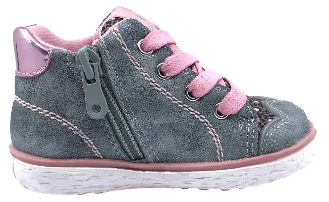 Beeko Girl's Bambi Side Zip Heart Sneaker Shoes, Grey