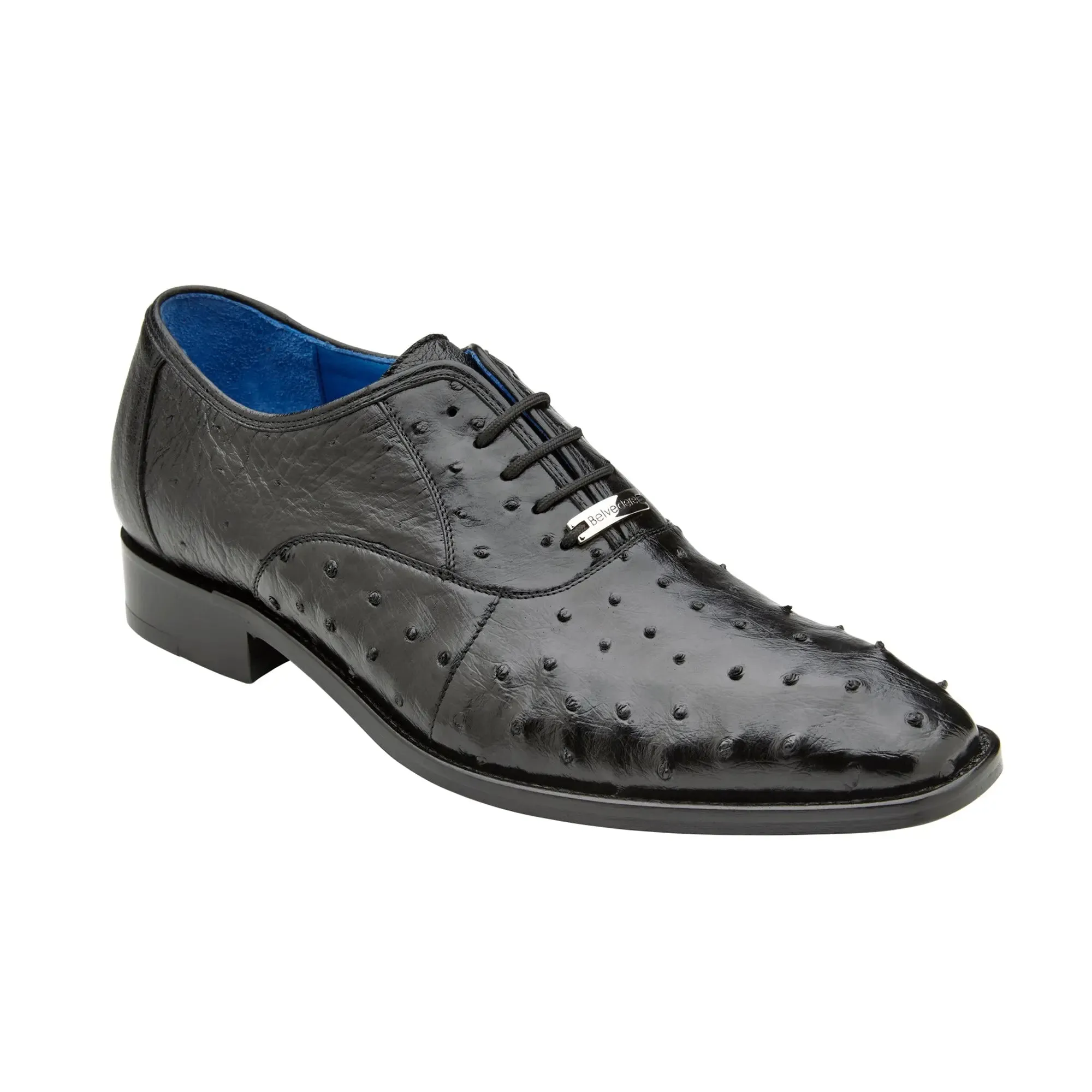 Belvedere Orlando in Black Genuine Ostrich Quill Oxfords