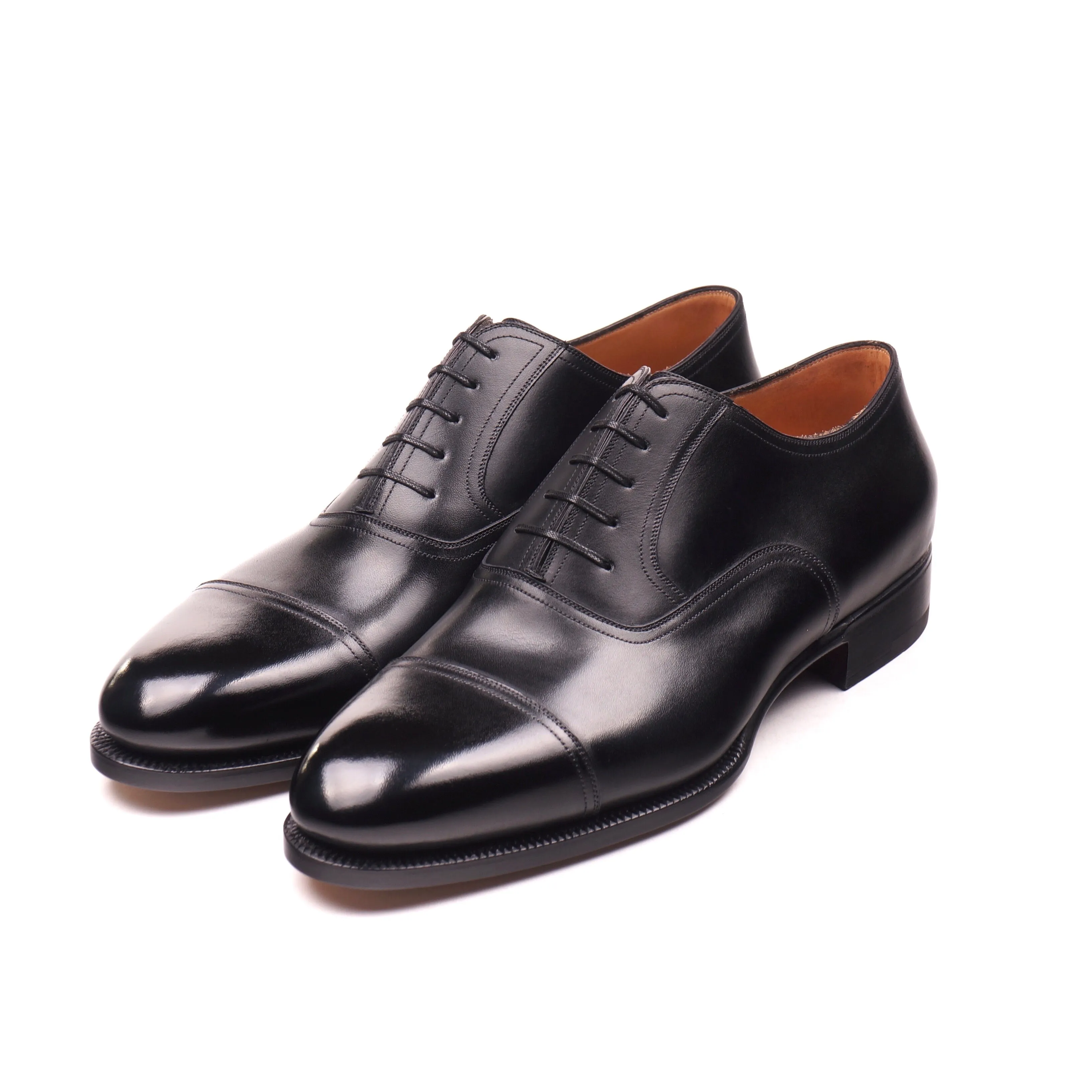 Black Calf Cap Toe Oxfords