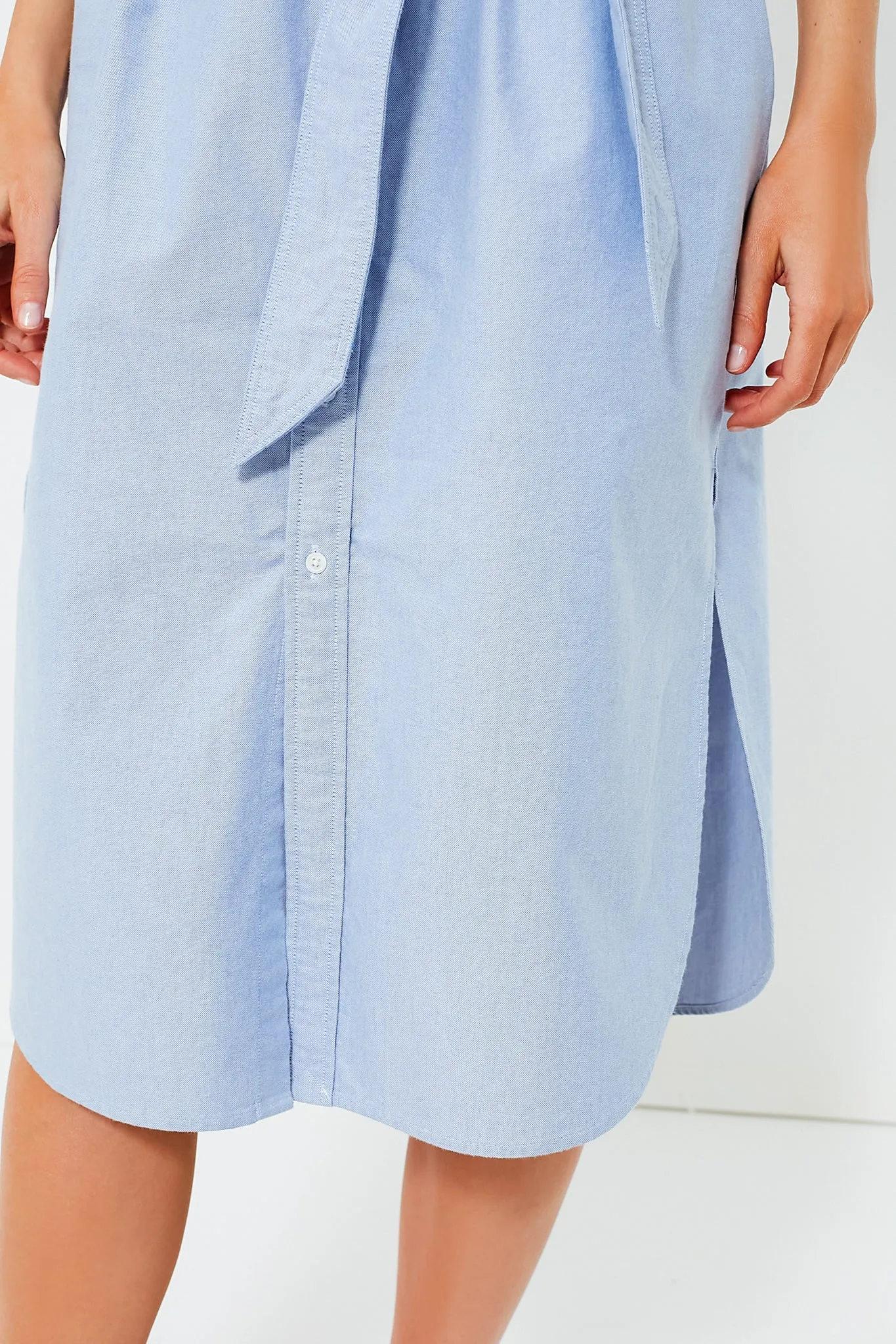 Blue Cotton Oxford Shortsleeve Day Dress