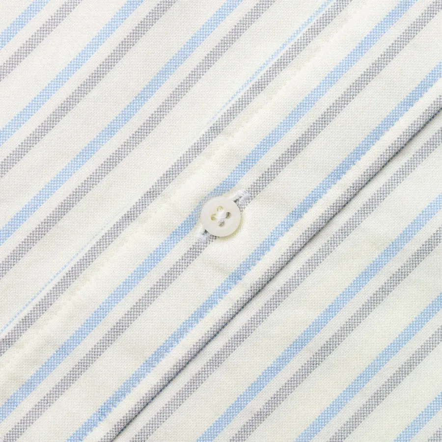 Blue Split Stripe Brushed Fall Oxford