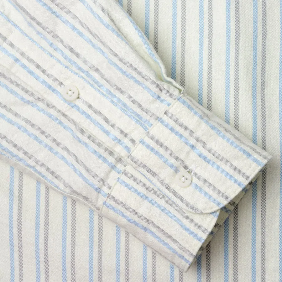 Blue Split Stripe Brushed Fall Oxford