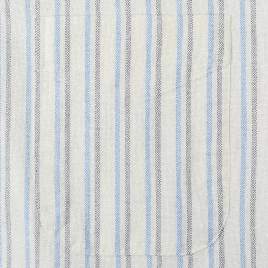 Blue Split Stripe Brushed Fall Oxford