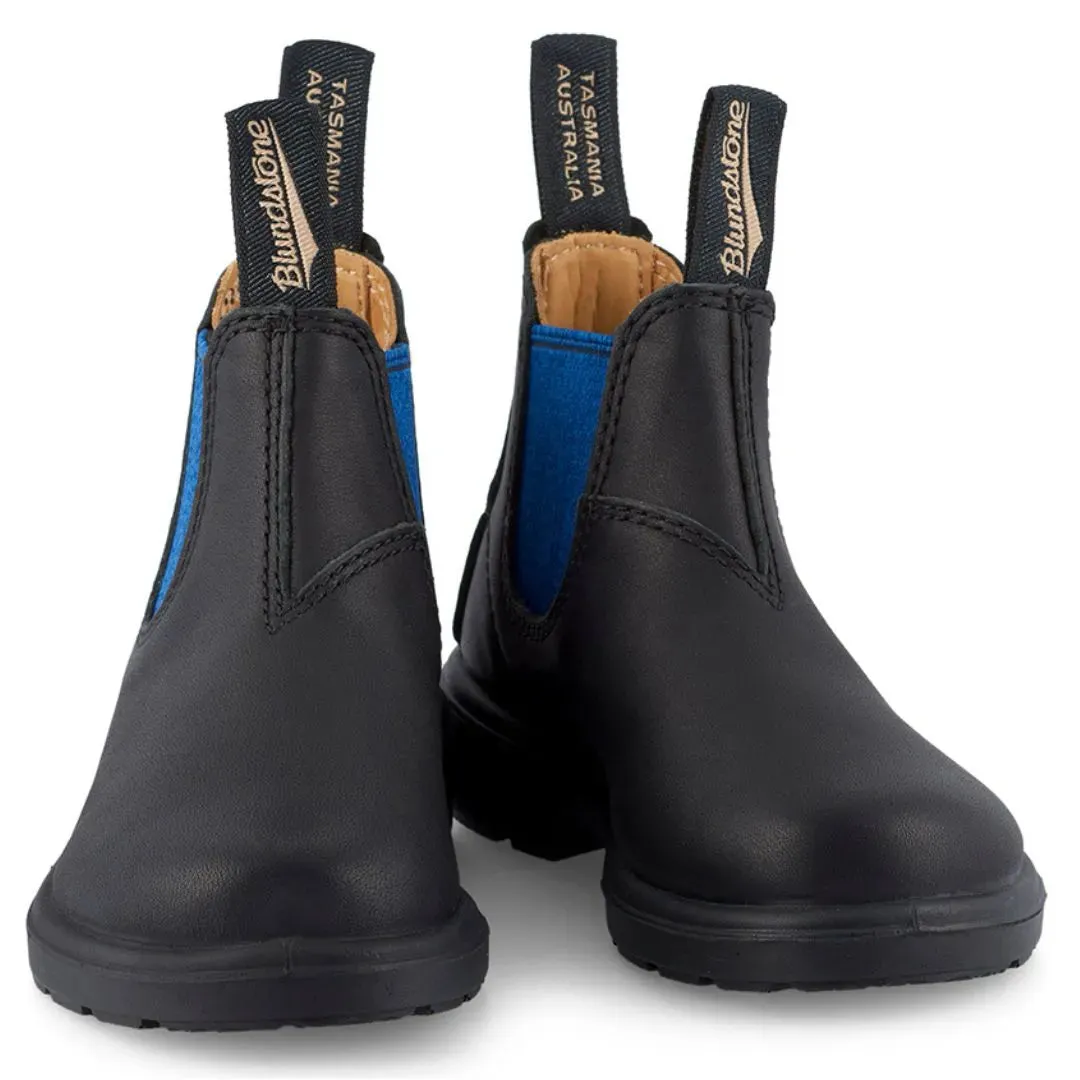 Blundstone 580 Kids Black Blue Slip On Chelsea Ankle Boots