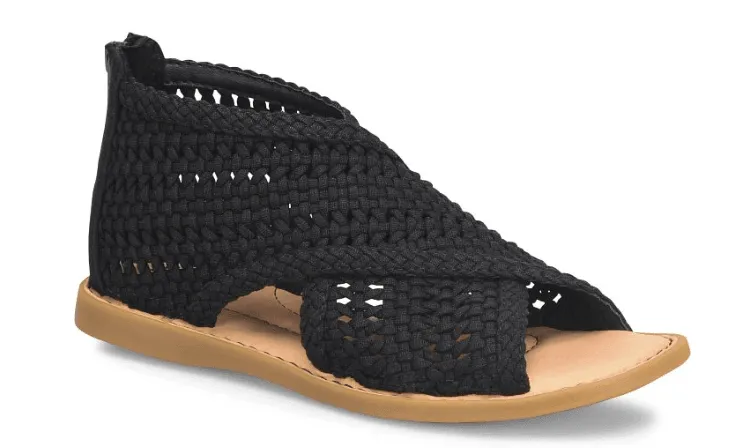 Born Women's Iwa Mac Black Knit Fabric Sandals BR0046609-BLK