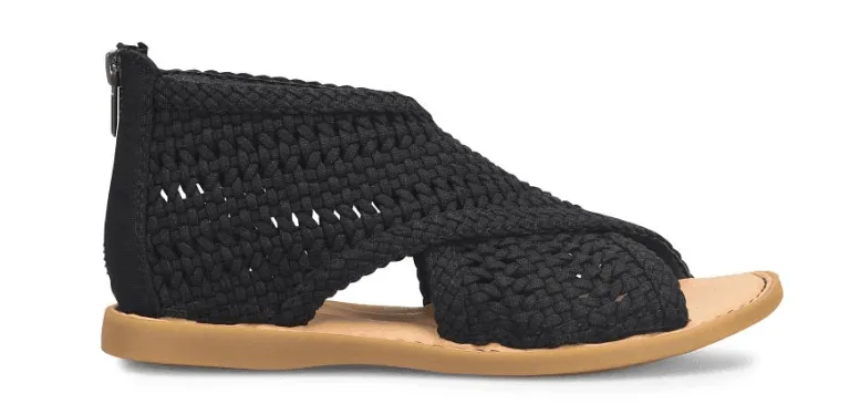 Born Women's Iwa Mac Black Knit Fabric Sandals BR0046609-BLK