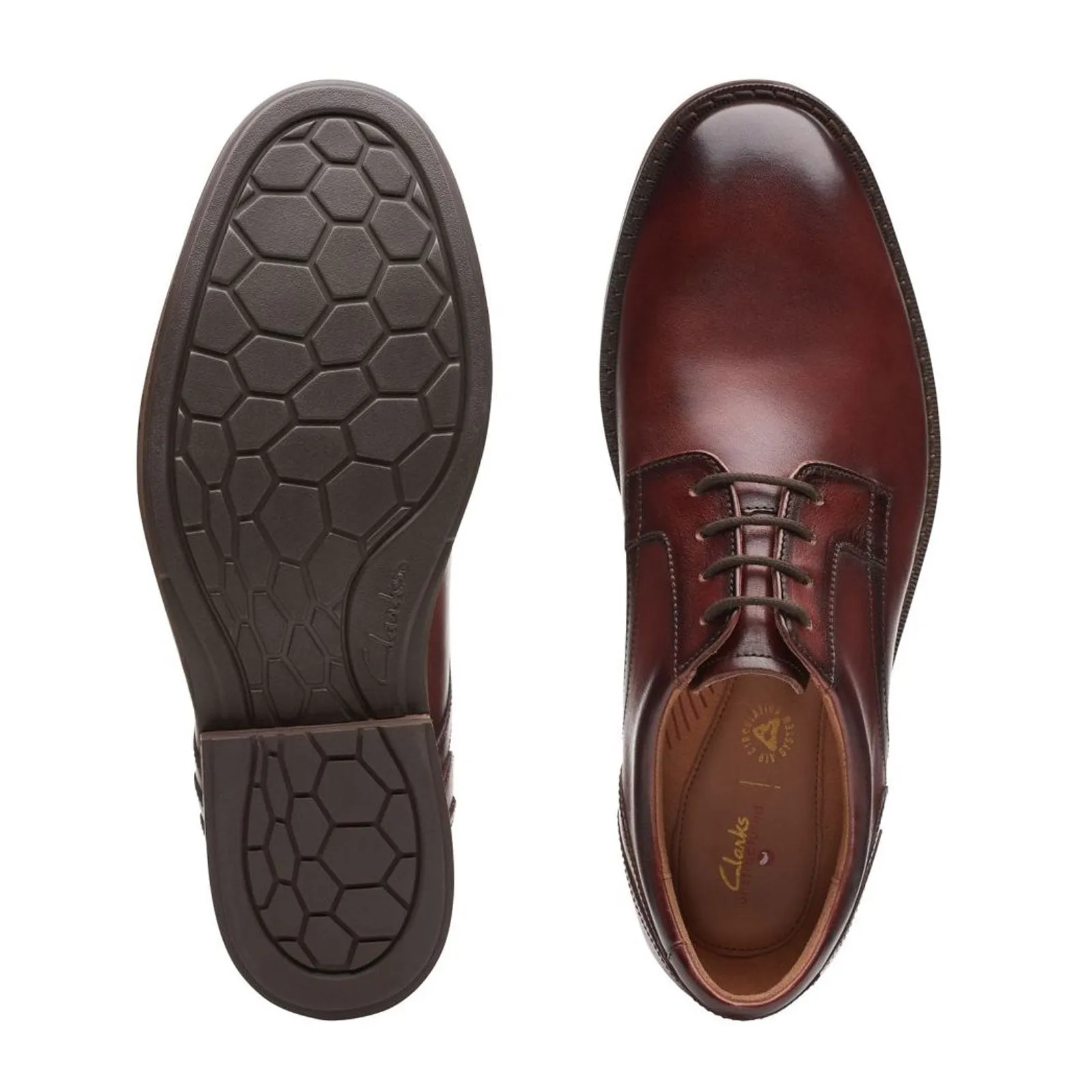 Clarks Un Hugh Lace Oxford (Men) - Brown Leather