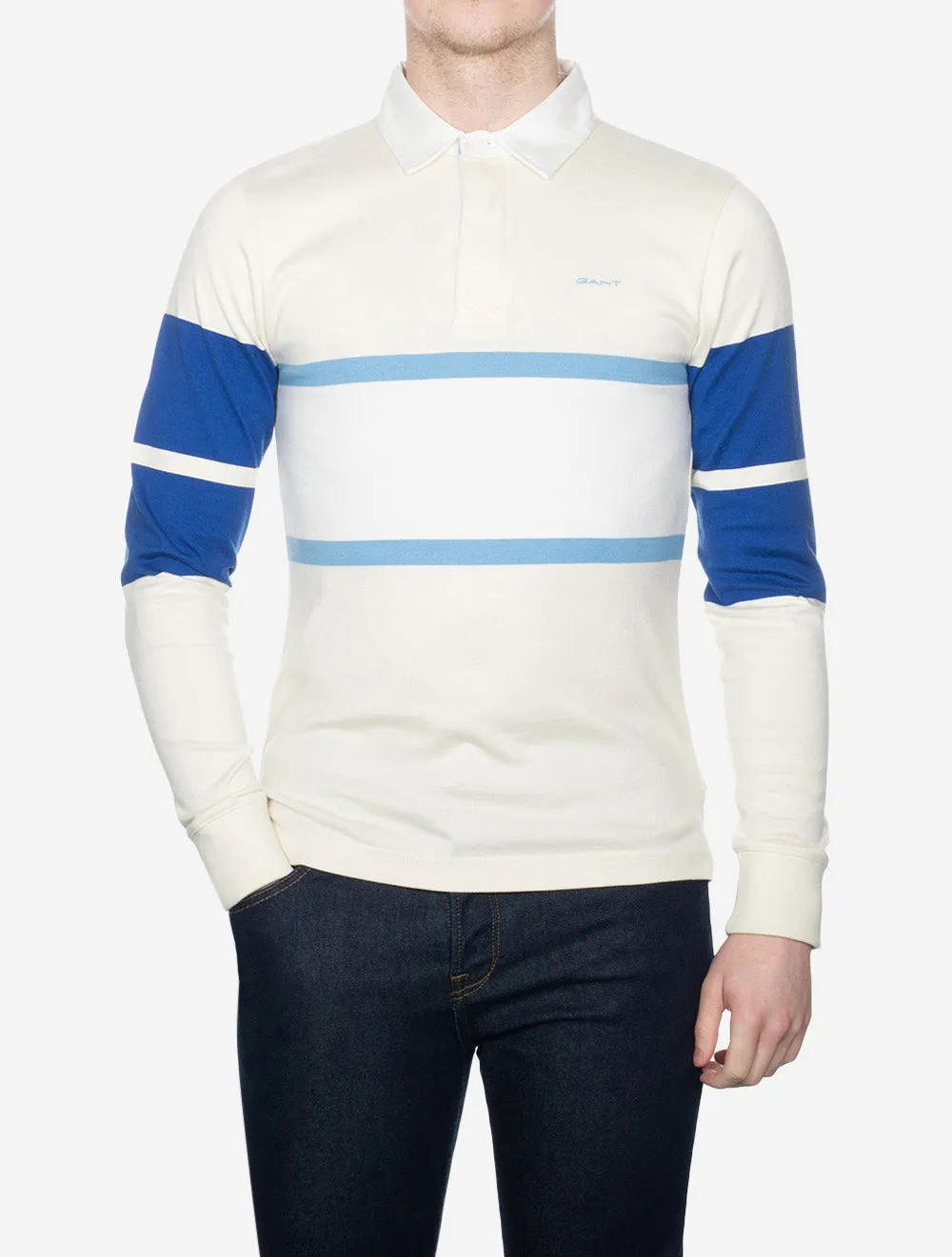 Colour Blocked Long Sleeve Rugger Cream