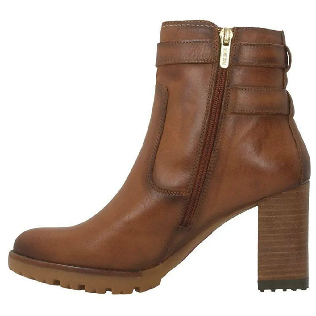 Connelly Calfskin Leather Women's Block Heeled Zip Up Ankle Boots