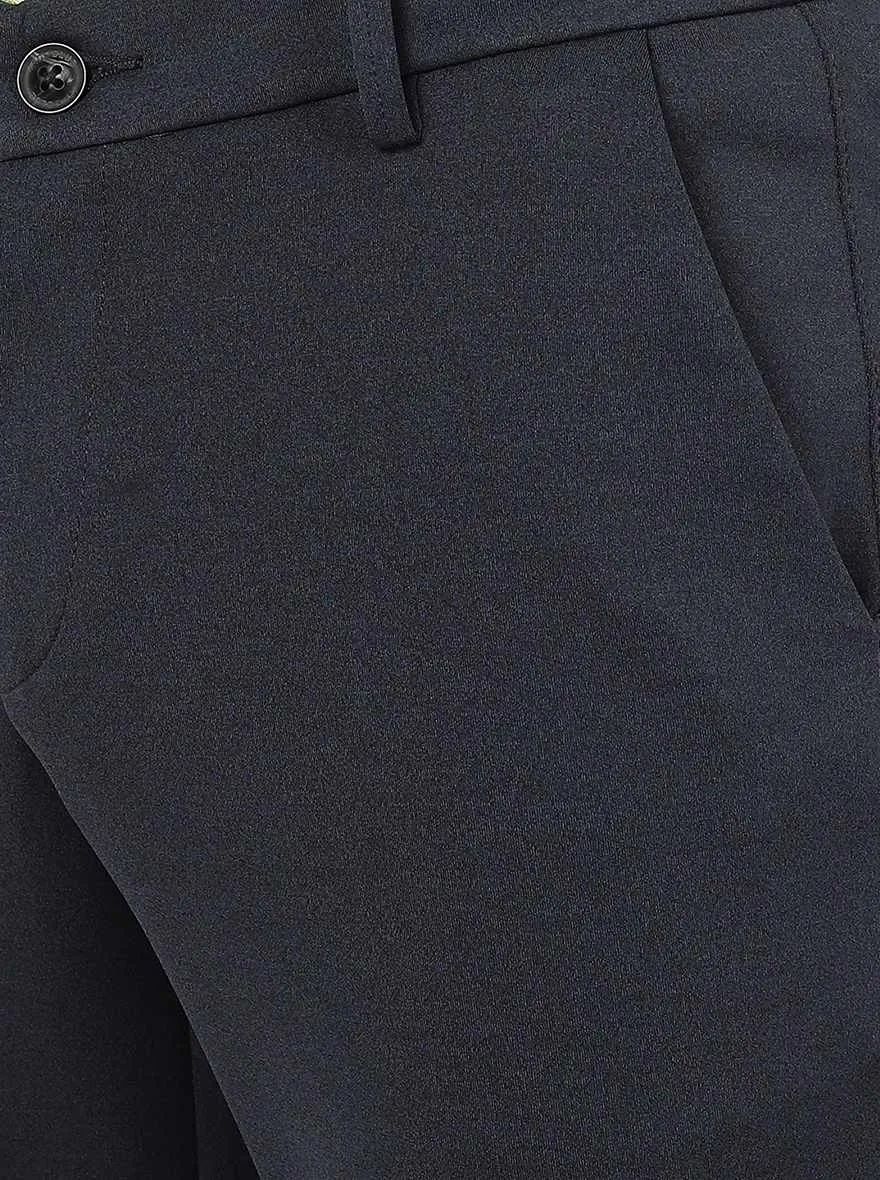 Dark Navy Blue Solid Venice Fit Casual Trouser | JadeBlue