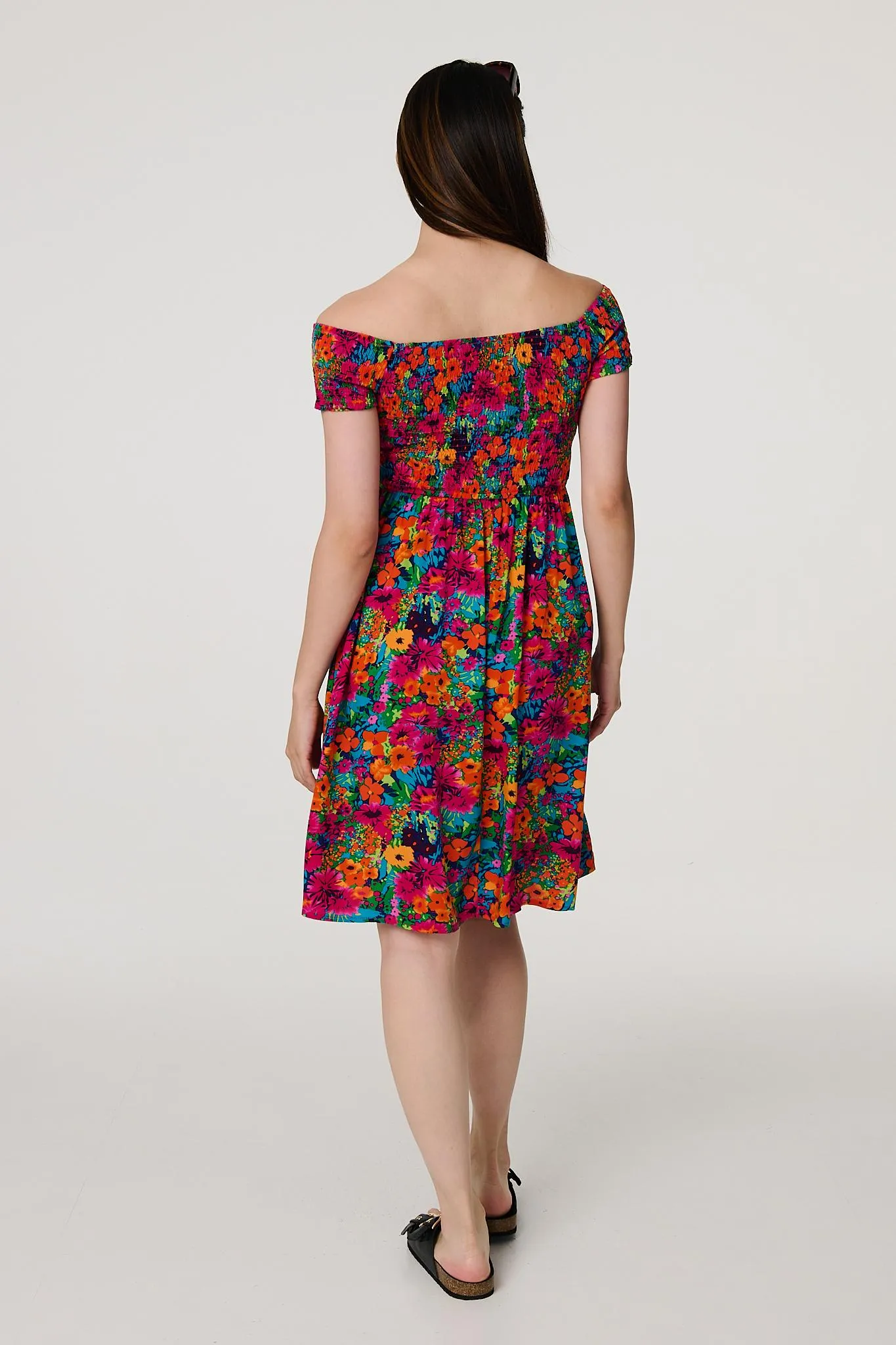 Floral Knee Length Bardot Dress