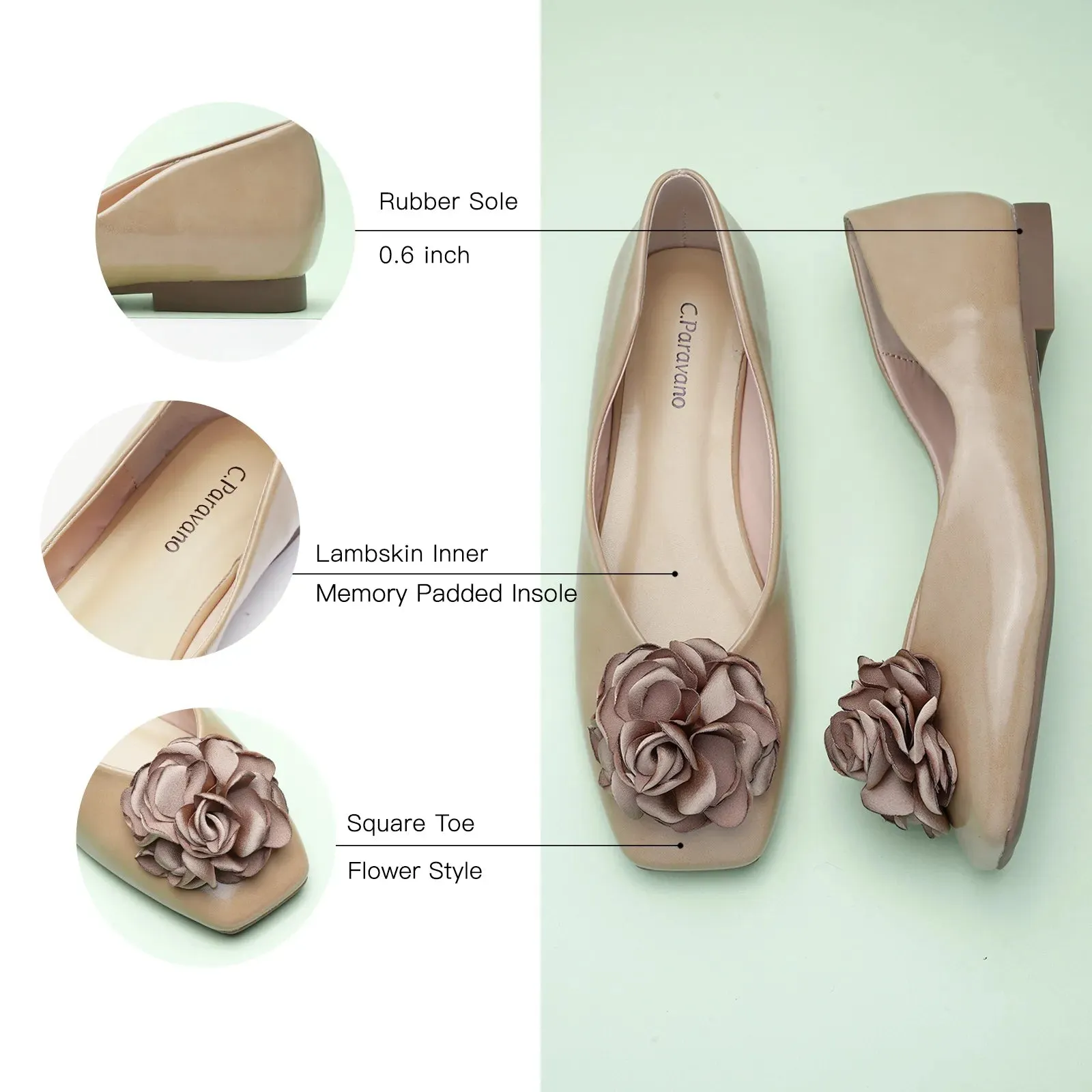 Flower Ballerina Flats (Eva) Latte