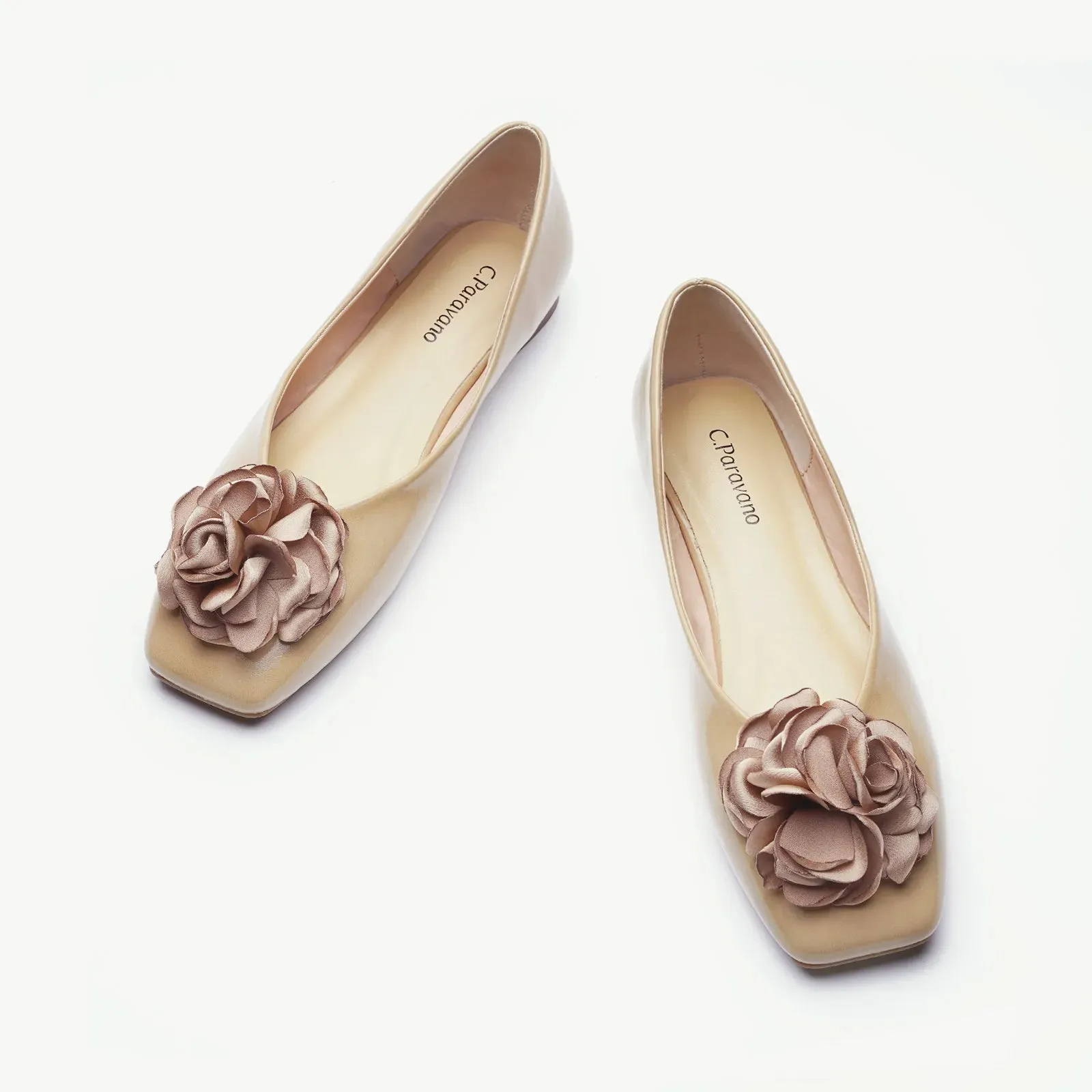 Flower Ballerina Flats (Eva) Latte