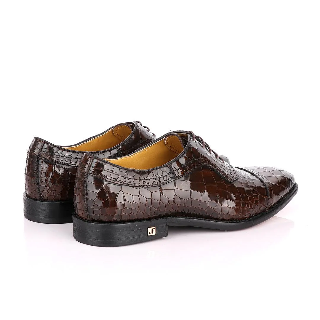 John Foster Full Wetlips Croc Oxford Coffee Brown Shoe.