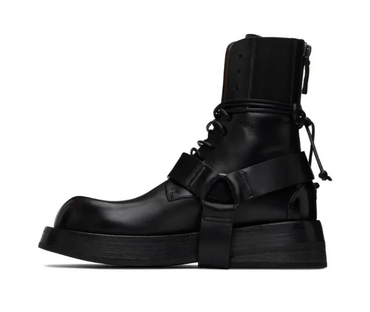 MARTIN GORBO LEATHER UNISEX BOOTS IN BLACK