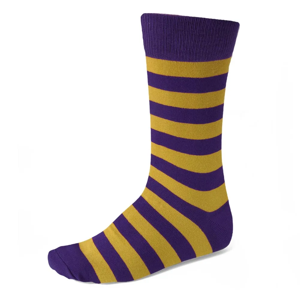 Men's Dark Purple and Gold Striped Socks