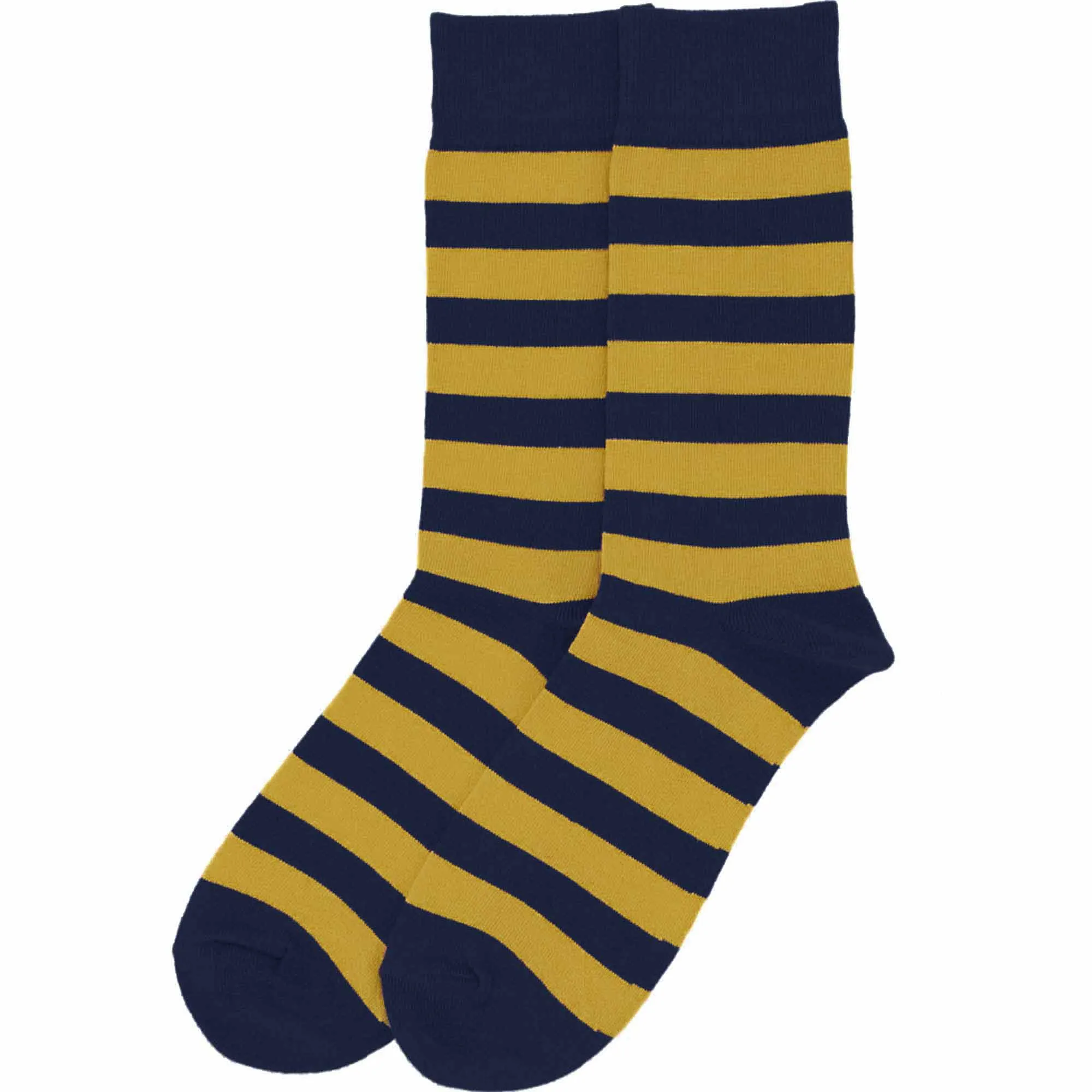 Men's Navy Blue and Gold Striped Socks