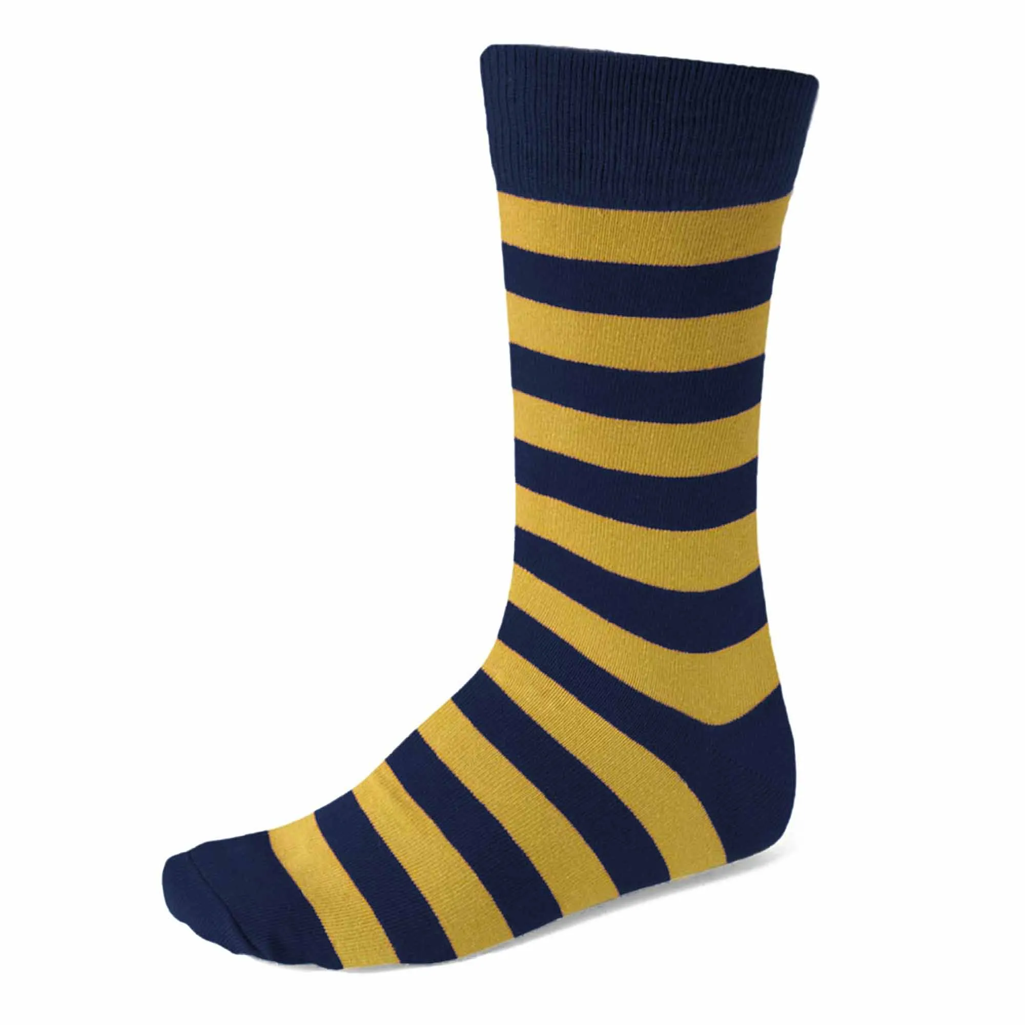 Men's Navy Blue and Gold Striped Socks