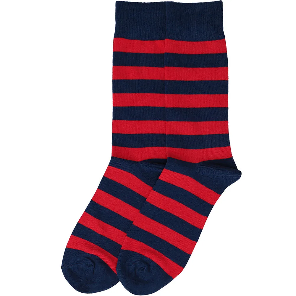 Men's Red and Navy Blue Striped Socks