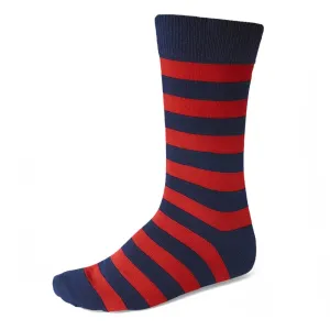 Men's Red and Navy Blue Striped Socks