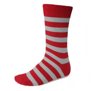 Men's Red and Silver Striped Socks