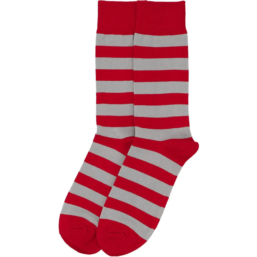 Men's Red and Silver Striped Socks