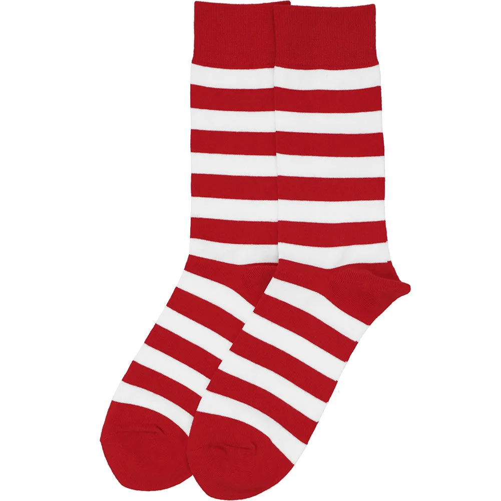 Men's Red and White Striped Socks