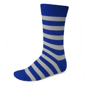 Men's Royal Blue and Silver Striped Socks