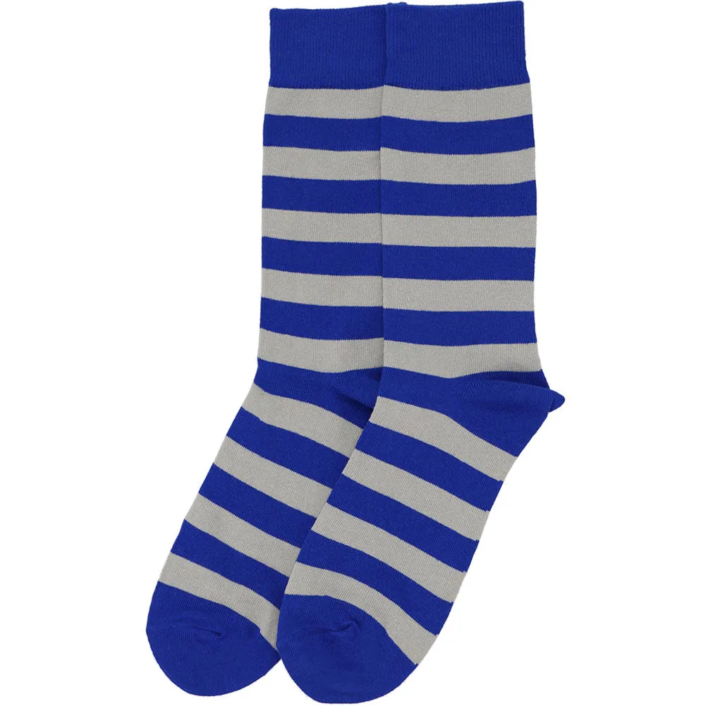 Men's Royal Blue and Silver Striped Socks