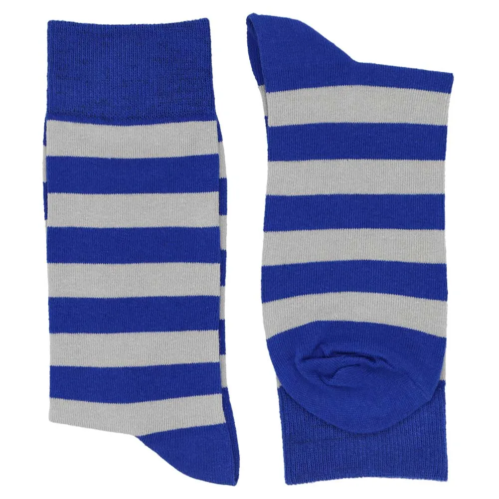 Men's Royal Blue and Silver Striped Socks