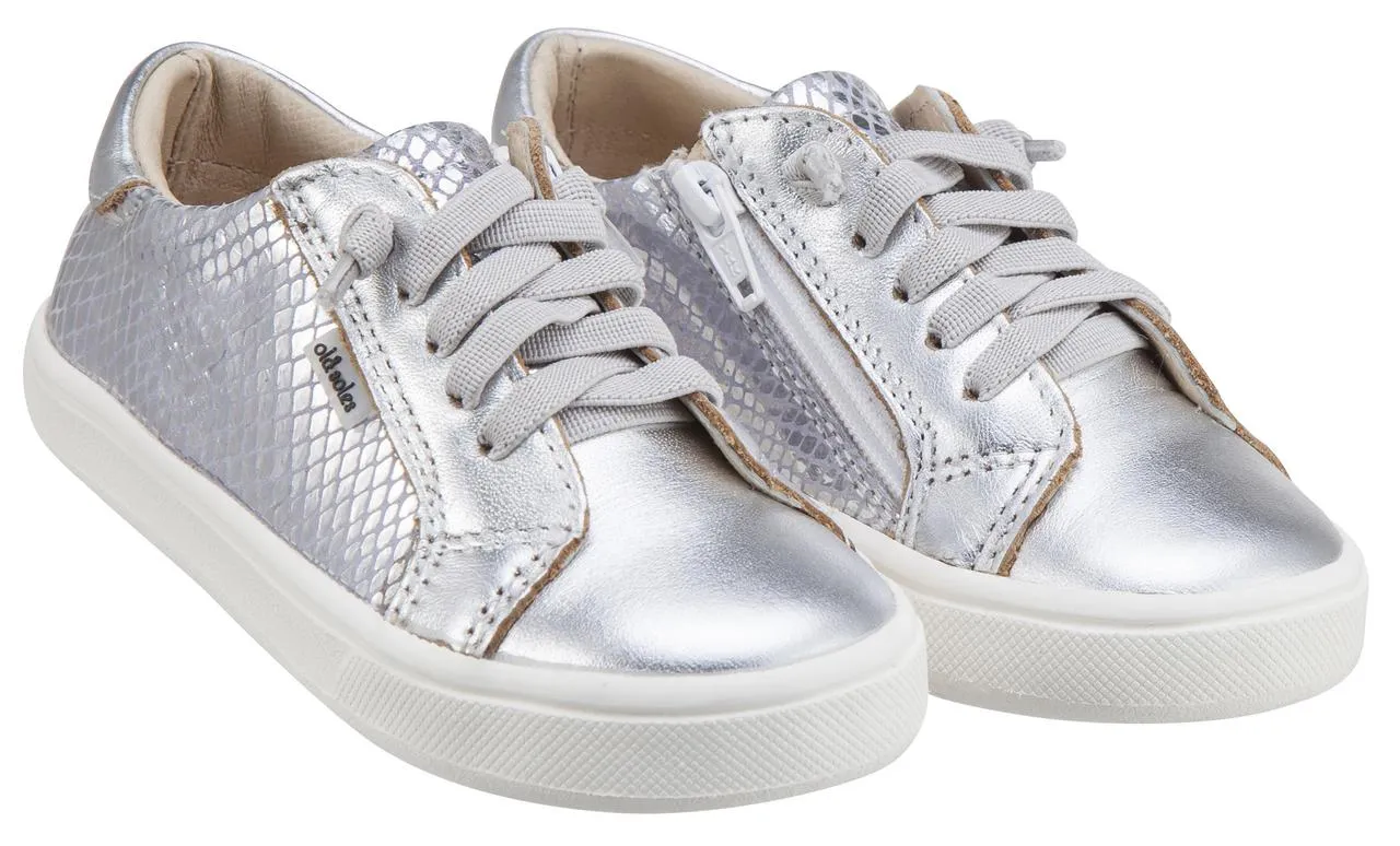 Old Soles Girl's Silver Snake Thor Runner Leather Sneakers