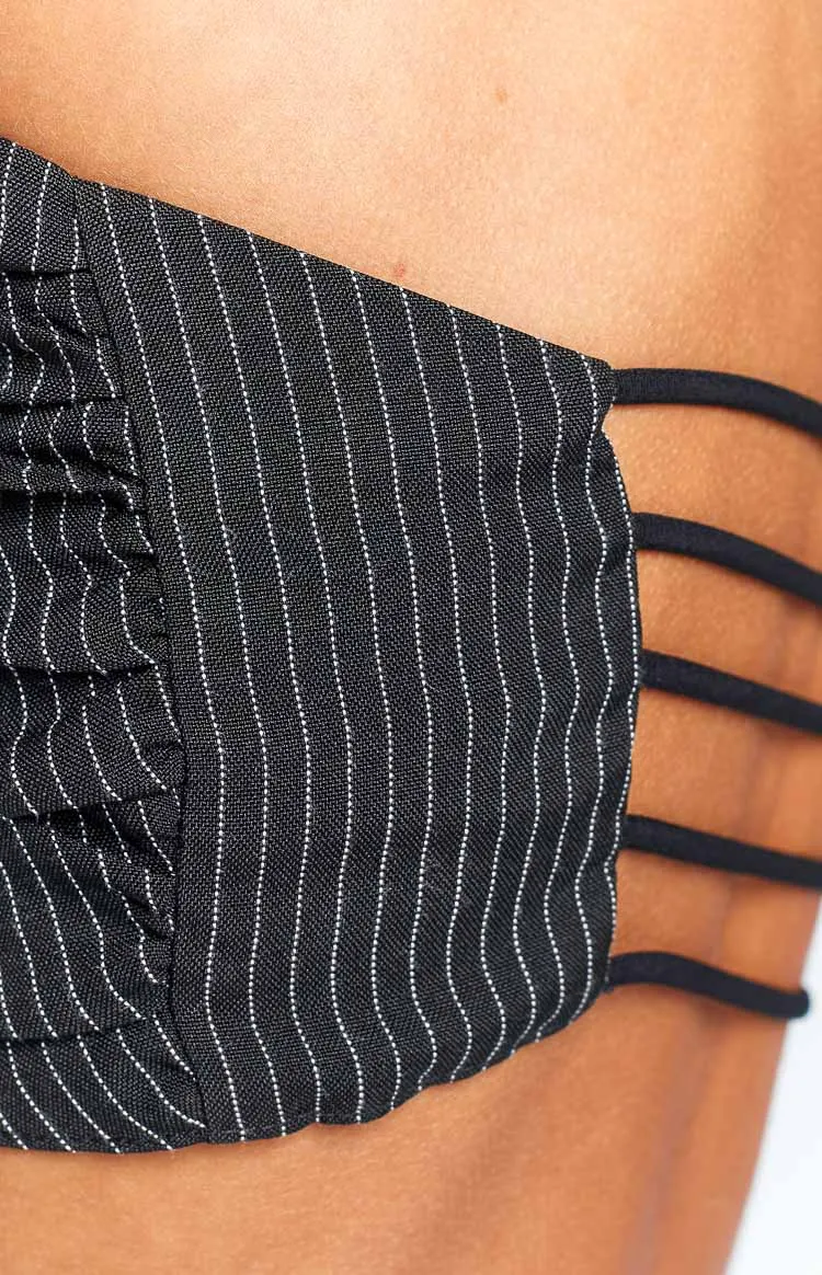 Petria Pinstripe Strapless Top