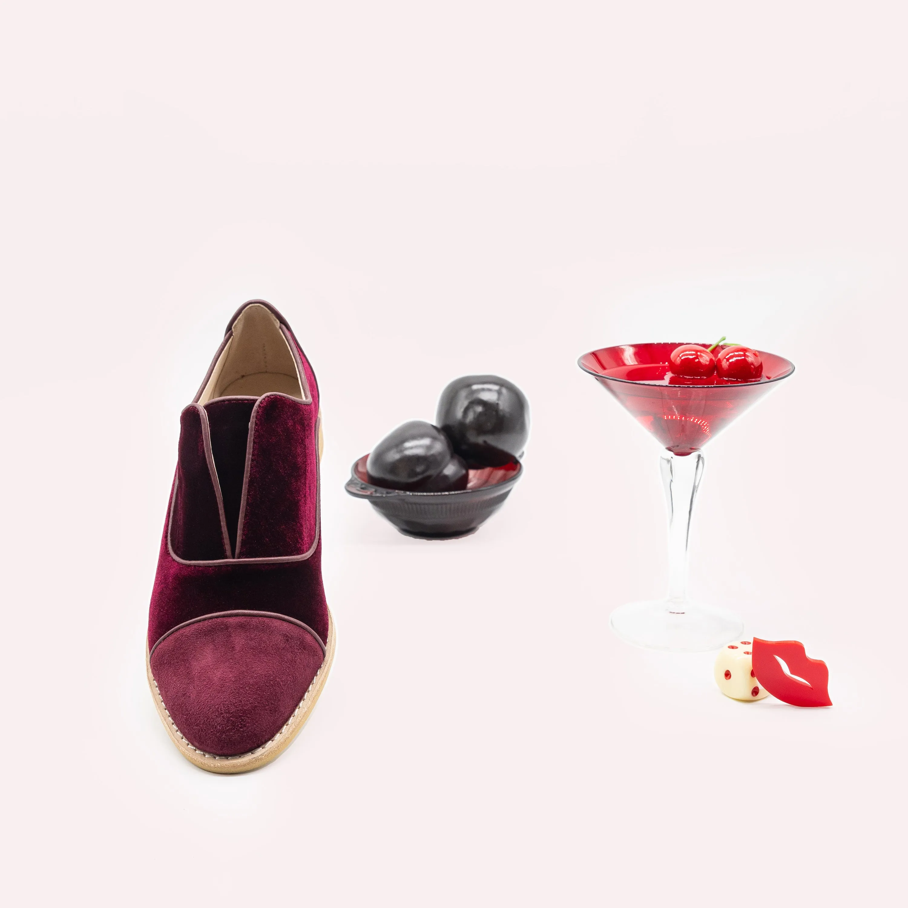 PORT MANHATTAN Burgundy Velvet Oxfords