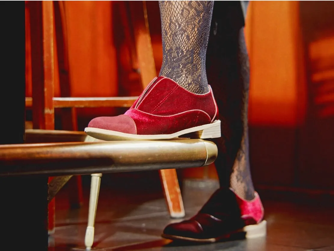 PORT MANHATTAN Burgundy Velvet Oxfords