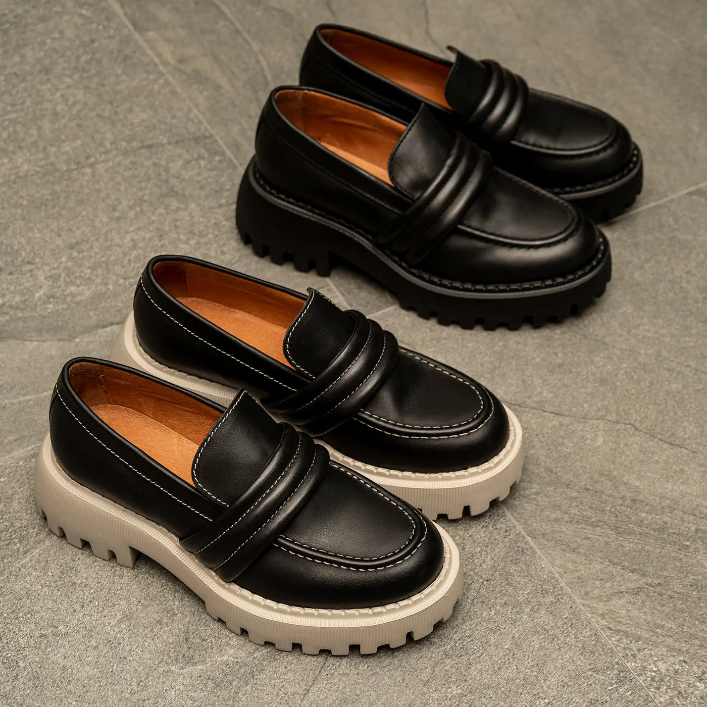 Posey loafer leather - BLACK CONTRAST