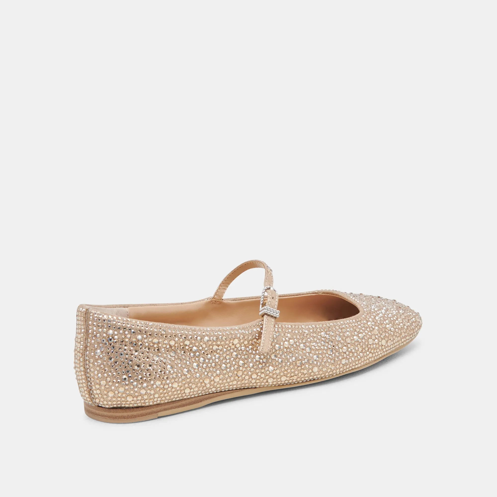 REYES CRYSTAL BALLET FLATS LIGHT GOLD CRYSTAL