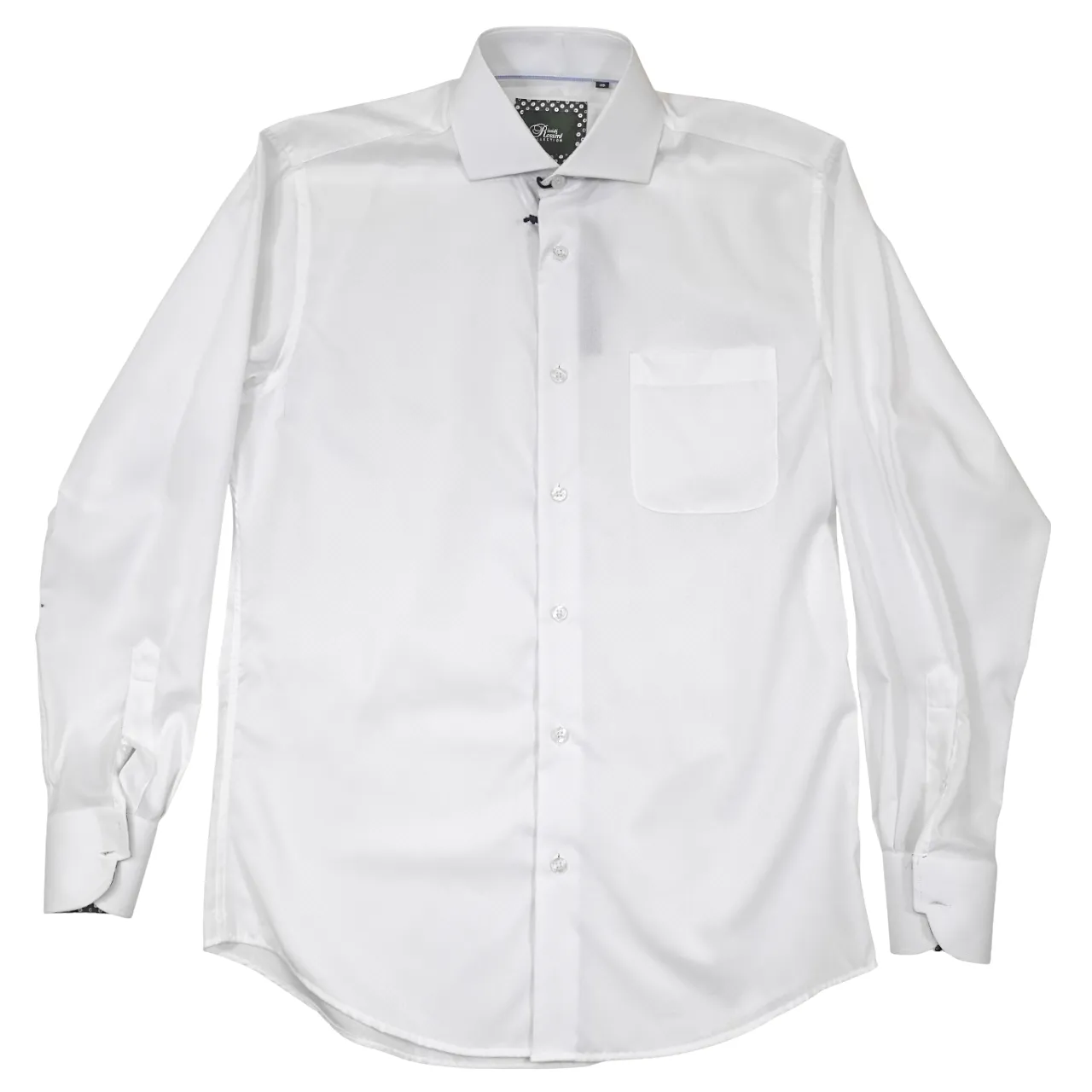 Rossini Plain White Reg LS Shirt