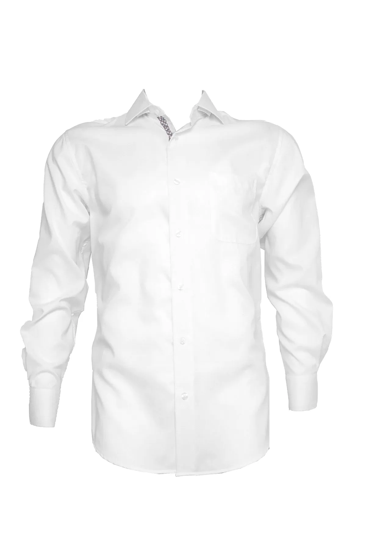 Rossini Plain White Reg LS Shirt